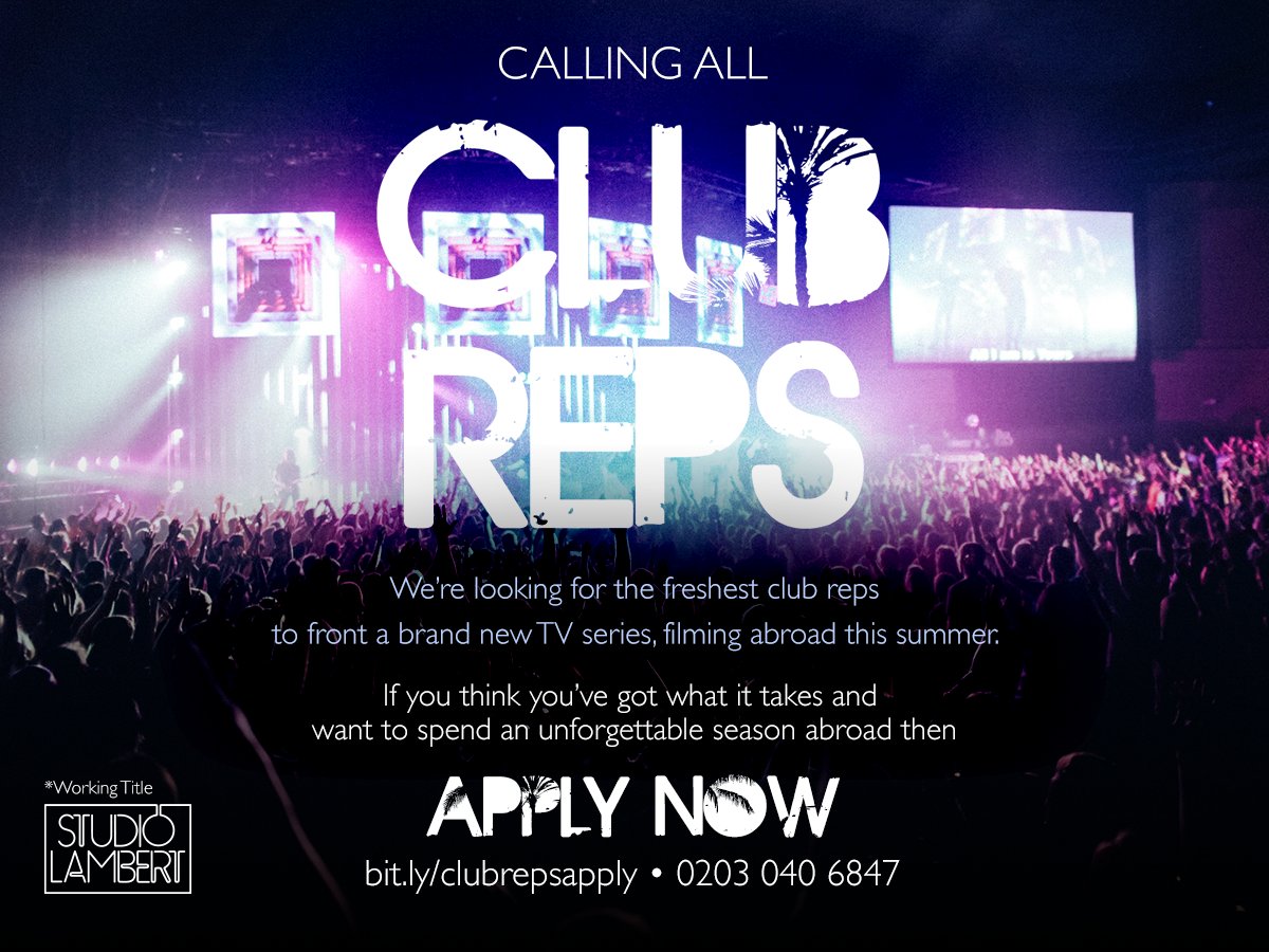 ClubRepsCasting's tweet image. HI @ZanteWorkers ! We&apos;re looking for the freshest CLUB REPS to front a brand new TV series, filming abroad this summer! We&apos;d love you to share our flyer! 
#tvcasting #zante #clupreps