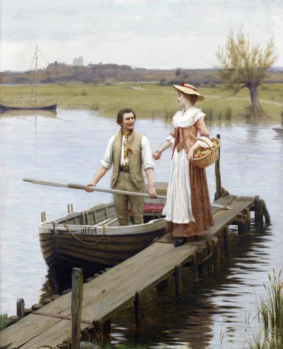 This #painting from #EdmundBlairLeighton 1896 “An apple for the boatman” looks like a #ancester from #LiamNeeson