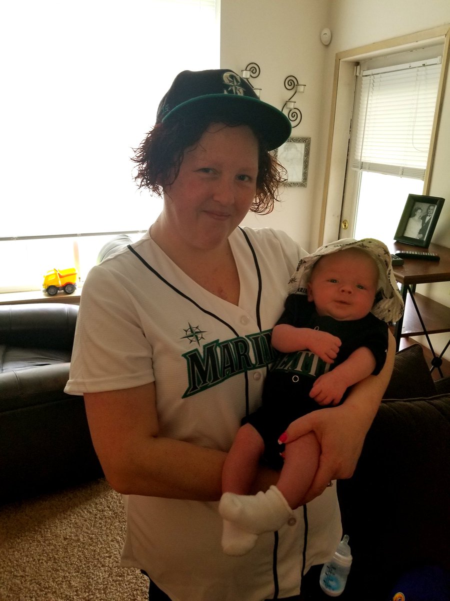 cafeduck's tweet photo. Our newest little @Mariners fan, 3 1/2 weeks old... wishing everyone a #happyfelixday #whereiroot https://t.co/Dx8bp9rNVf