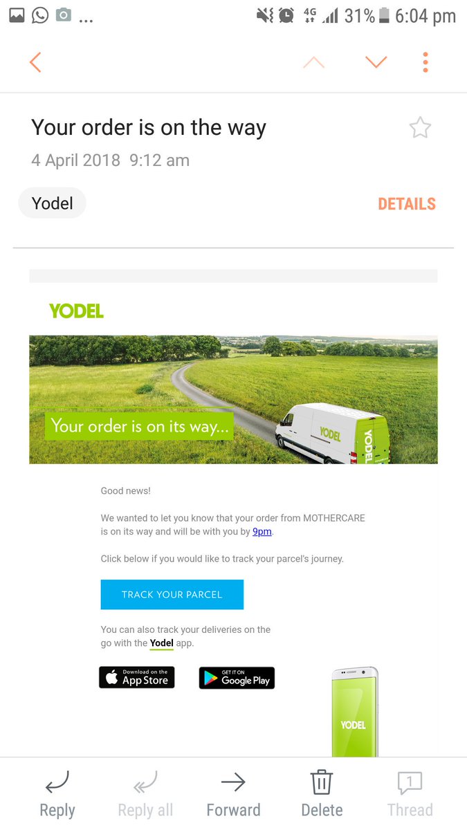 RayhanMiah1's tweet photo. @mothercareuk @YodelOnline waited all day for my delivery but at 17:32, I tracked my delivery from yodel and says they couldnt access my property, my property is so easy to access and I never had a problem like this to access my property. https://t.co/cT4RAtLrXZ
