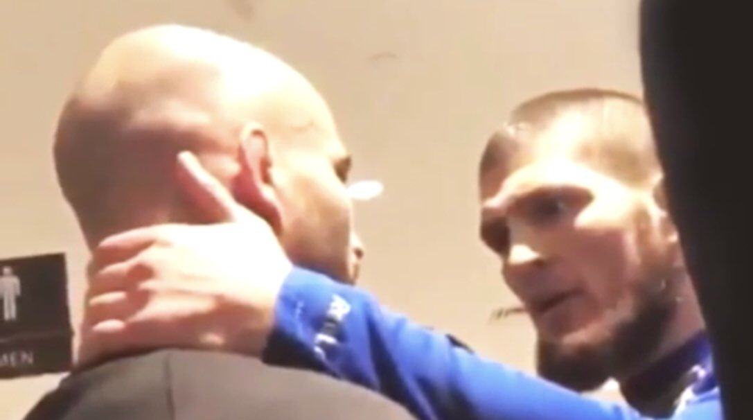 MMAHistoryToday's tweet photo. Khabib Nurmagomedov is one intense person. 

What do you think Conor McGregor thought when he saw this? https://t.co/KoLpBSFHpI