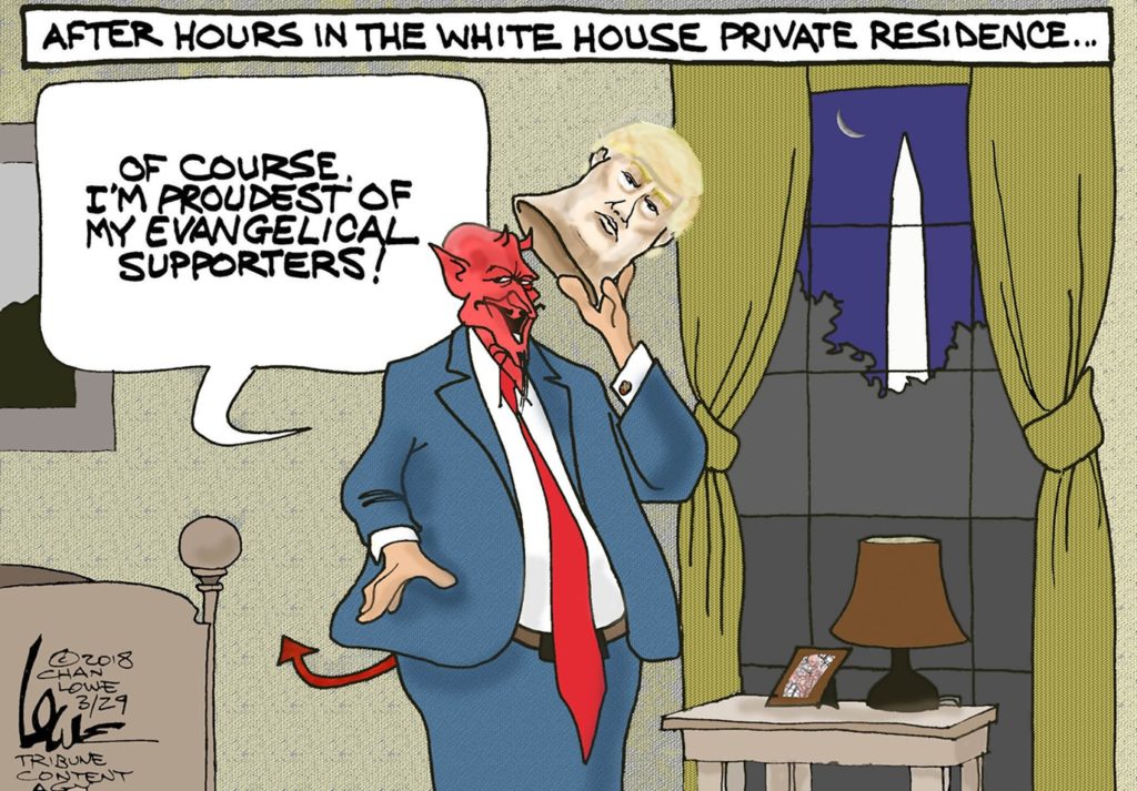 wqbelle's tweet image. Editorial cartoon by Chan Lowe

#TippyTop #TippyTopShape #Donald #Trump #DonaldTrump #Evangelicals #Christian #ChristianFundamentalism #WhitePatriarchy