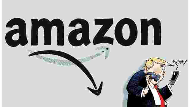 wqbelle's tweet image. Editorial cartoon by Lisa Benson

#TippyTop #TippyTopShape #Donald #Trump #DonaldTrump #Amazon #Bezos #JeffBezos
