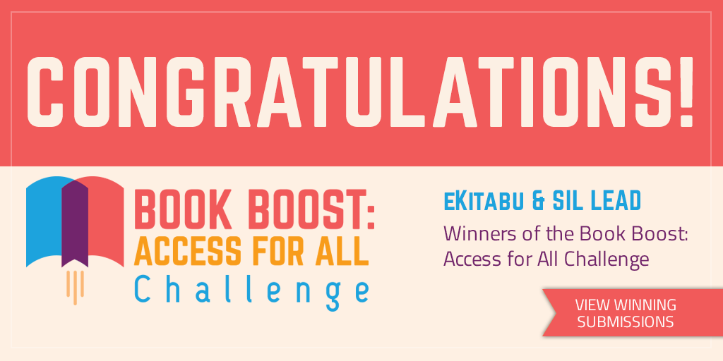 DSBackus's tweet photo. The @ReadingGCD &amp; @rewritinglives #BookBoost Challenge selects @ekitabu &amp; @SILLEAD as winning innovators to test new #inclusive publishing models that increase access to books for children who are blind/low vision: https://t.co/CNxH6GGATu @Pearson #literacy #EdTech https://t.co/P4miUdh2R6
