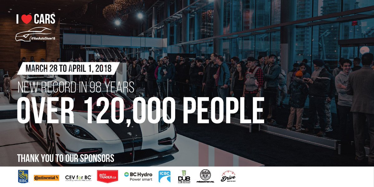 VanAutoShow's tweet photo. Break necks, SHATTER records!!

To everyone who came out to #VanAutoShow18, THANK YOU for helping us break ANOTHER attendance record!

To our sponsors, thank you for supporting us and helping us put on this phenomenal event!

We can't wait to see you all at #VanAutoShow19!! https://t.co/6FjvAemKMC