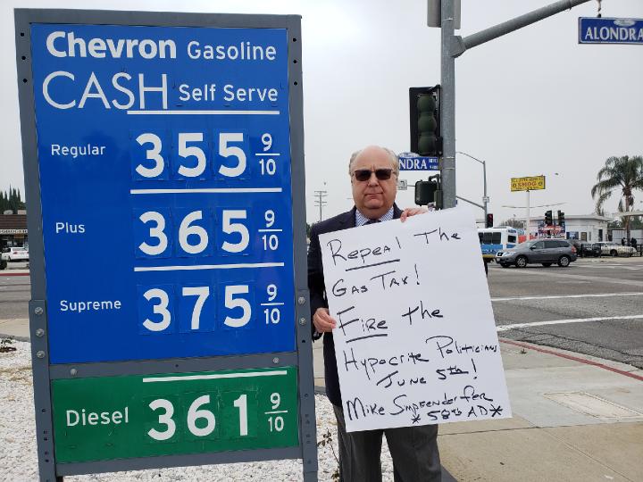MikeSimpfender's tweet photo. Hypocrite politicians created today's gas prices. REPEAL the gas tax period! FIRE the hypocrite politicians June 5th. Hire Mike Simpfenderfer 58th Assembly District. Mike Cares About Us! 
#DrainTheSwamp 
#repealgastax
#FireGarcia
#Mike58thAD https://t.co/SVWa6zWsXd