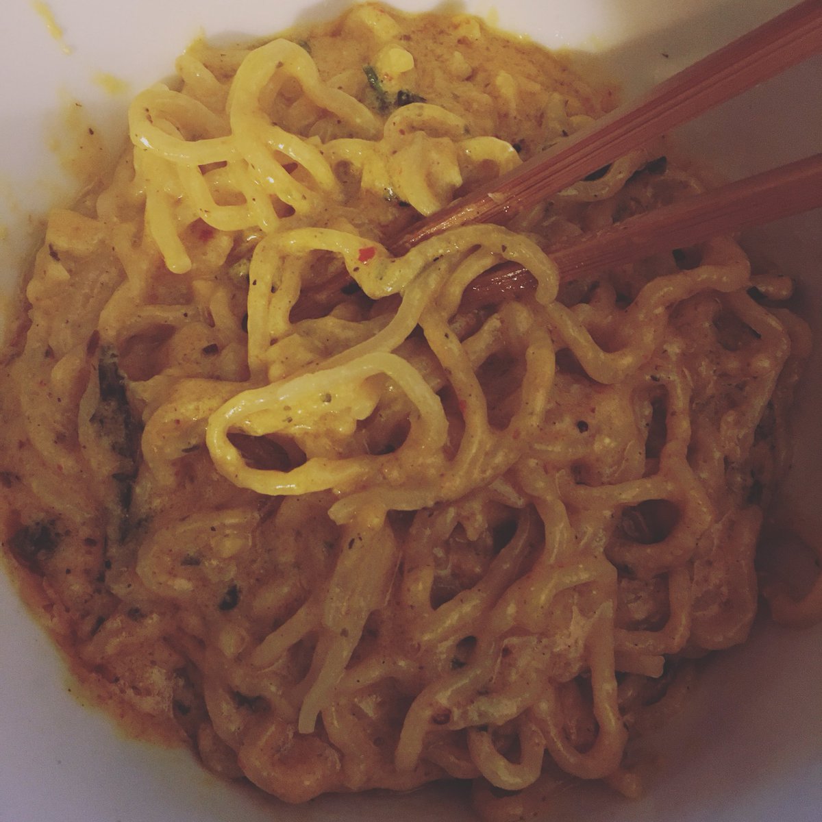 GriotGood's tweet photo. Happy #NationRamenDay! Here is some #ramen #macandcheese that @leesean improvised https://t.co/csASDgFm5X