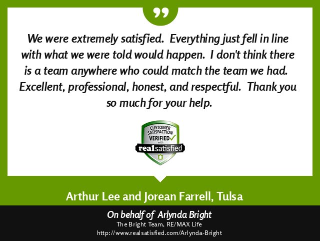 What beats a satisfied client? Not much. :) realsatisfied.com/Arlynda-Bright via <a href="/realsatisfied/">RealSatisfied</a>