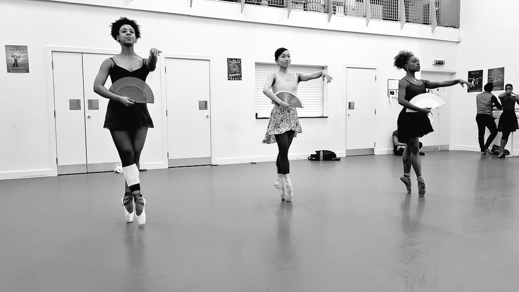 BalletBlack's tweet photo. Another day working on the #SirKennethMacMillan ballets, #Laiderette & #HouseOfBirds with @scottishballet! @LondonBallerina & @MeaghanGrace were visiting today! ๐ Here are the BB ladies in rehearsal... https://t.co/IIMKS8YVOV