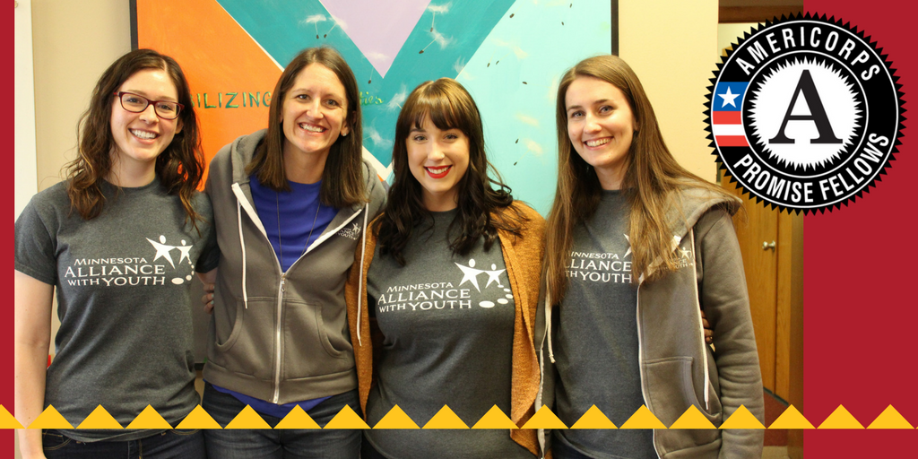 MNYouth's tweet photo. The Alliance loves #PromiseFellow Alumni so much, we have FOUR here in our office! Bette, Kori, Rachel and Bailey all served as Promise Fellow here in #Minnesota or with @MassPromise! #AmeriCorpsWorks #EmployersofNationalService @AmeriCorpsAlums https://t.co/QQ86bFZWlL