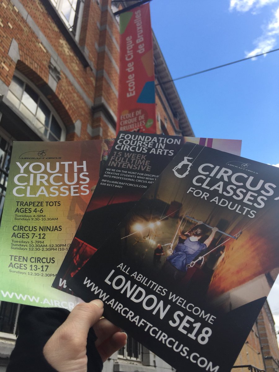 AirCraftCircus's tweet photo. Celebrating @circus250 & #FirstDayOfCircus in Brussels at awesome circus spots!
- Chaff (bar, restaurant, art friendly)
- Madame Moustache (bar, club, concerts)
- Ecole Cirque De Bruxelles (school)
- Académie des Beaux Arts (performance arts)
- Espace Catastrophe (school) https://t.co/F63Ma0Iq57