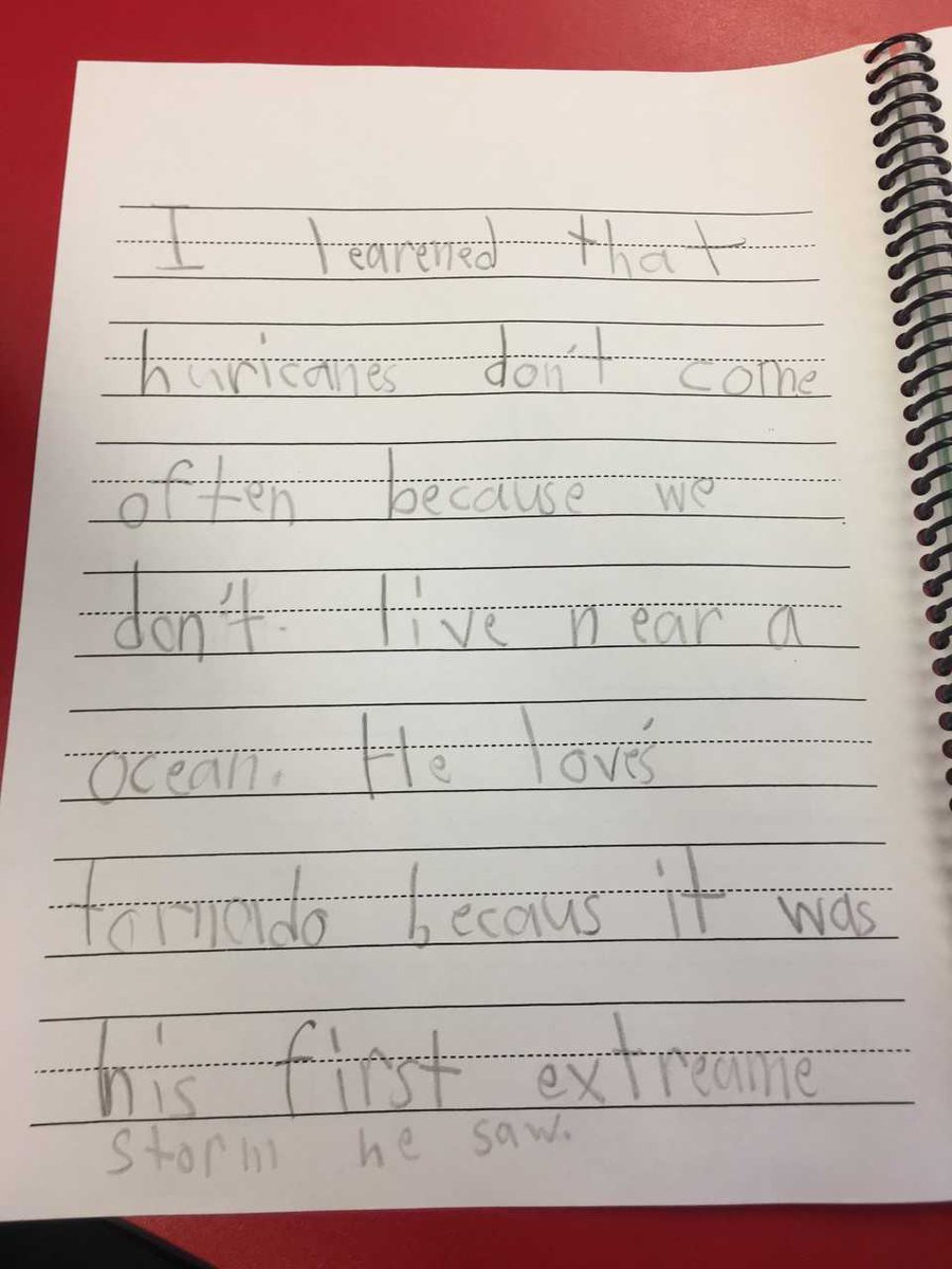 Had to share this note a 2nd grader at Landisville Primary Center wrote about what she learned from my FaceTime class "visit". My heart is so full! I can only hope that someone else gets bit by the weather bug like I did when I was a kid! @MissOckford <a href="/RedcayResources/">Dr. Jessica Redcay-Shoff</a> <a href="/hempfield/">Hempfield SD</a>