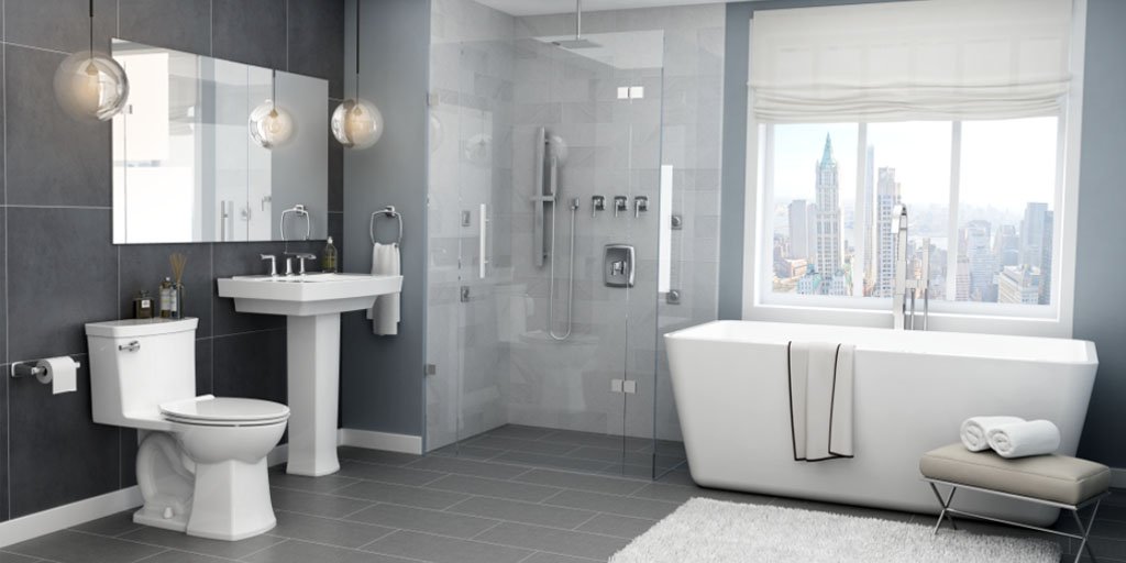 AMStandard's tweet photo. A6. We love the urban inspired design of our Townsend collection in this modern bathroom! https://t.co/WSIpocGFLD #KBTribeChat https://t.co/meVuUhykmG