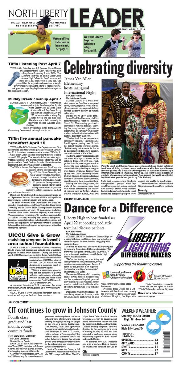 NLLeaderNews's tweet photo. Photos from @VanAllen_ICCSD's International Night, details on @LibertyHSDM's Dance for a Difference fundraiser and more in this week's edition!

Subscribe at https://t.co/n2RvrbNrm0. https://t.co/1SWenI9Y5u