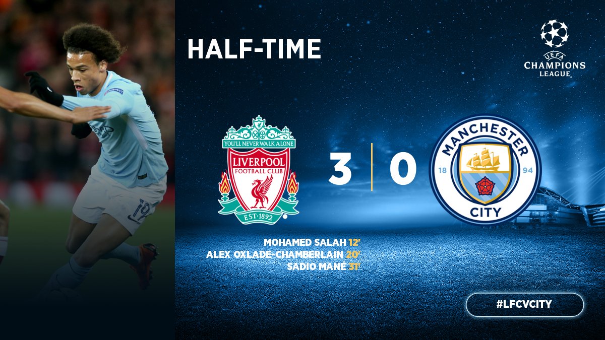 ManCity's tweet photo. HT | 🔴 3-0 💙 #lfcvcity #mancity

Ouch. https://t.co/9rqtx0fEvb