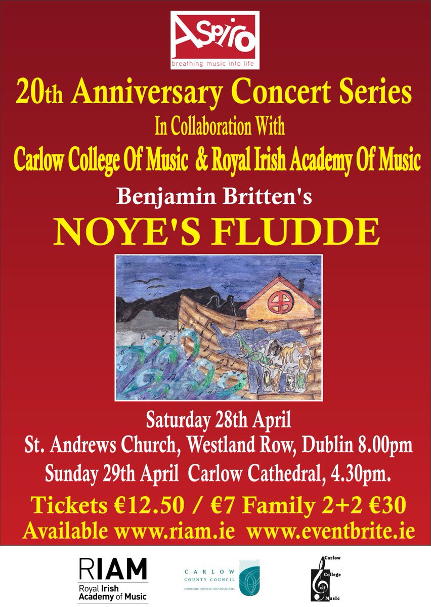aspirochoir's tweet photo. Aspiro are delighted to collaborate with College of Music &amp; @RoyalAcadMusic for the 2nd of Aspiro Choir's 20th Anniversary Concert Series! Please share with friends in Carlow and Dublin, the audience also has an important role to play in the performance! https://t.co/7Ye5g1s3oE