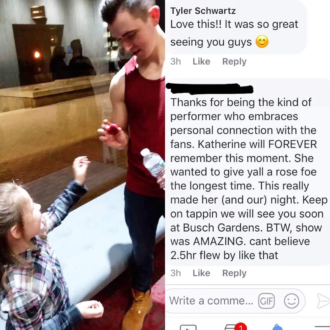 Some of my favorite moments from tour happen just after the show while meeting some of the audience members.
This one in particular made my night. 😊 #TourLife