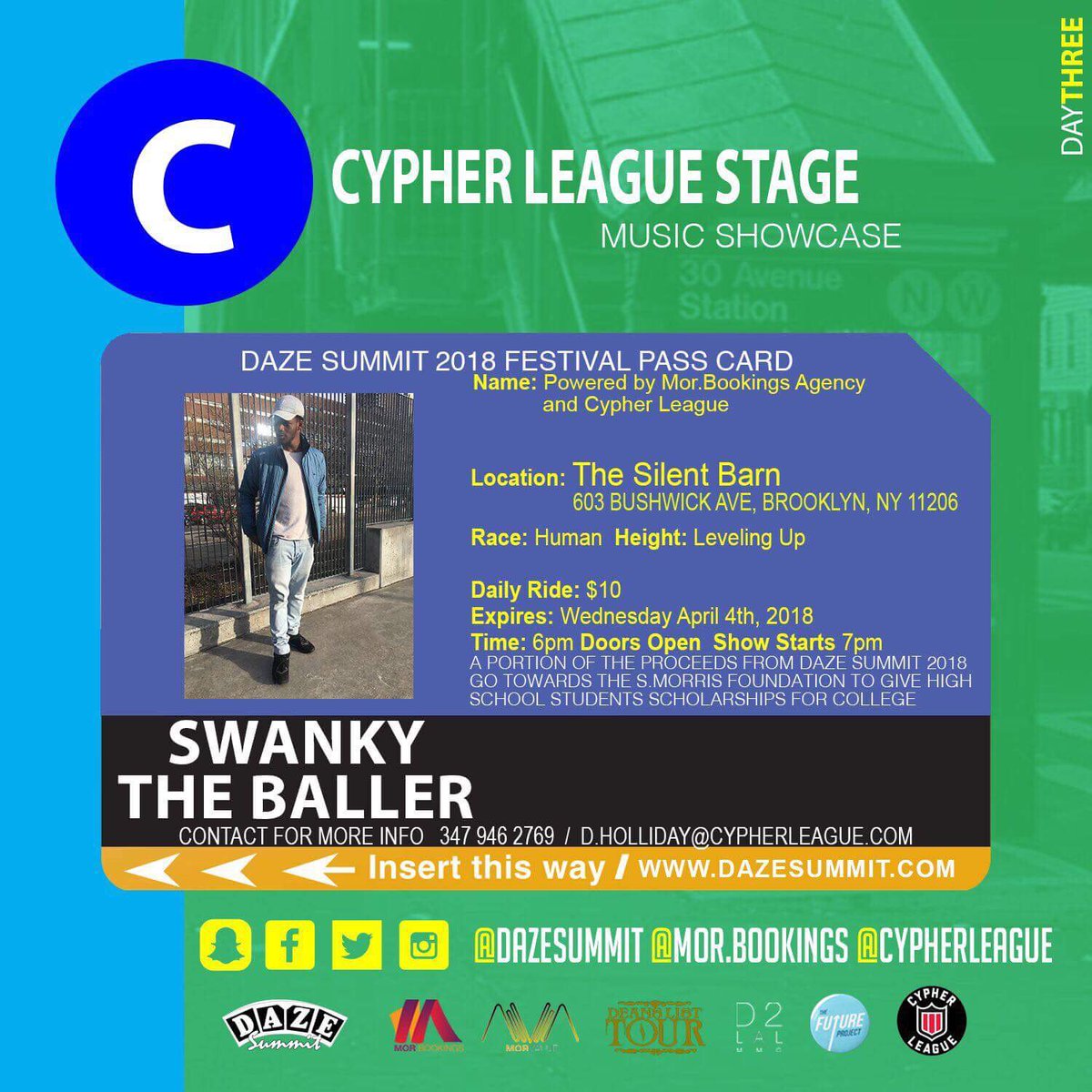CypherLeague's tweet photo. Swanky The Baller will be killin' it tonight at our @TheSilentBarn showcase with @DAZESUMMIT. https://t.co/K3ZChAlN3U