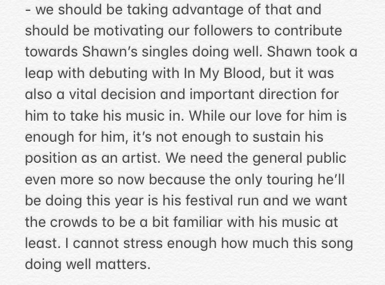 We need to be seriously doing SO much more as a fandom to help boost “In My Blood” up the US charts. It’s Shawn’s comeback single and it’s very safe to say we aren’t pulling our weight 🤷🏾‍♀️. Times have changed, shit has changed in the music industry and it’s time we did too.