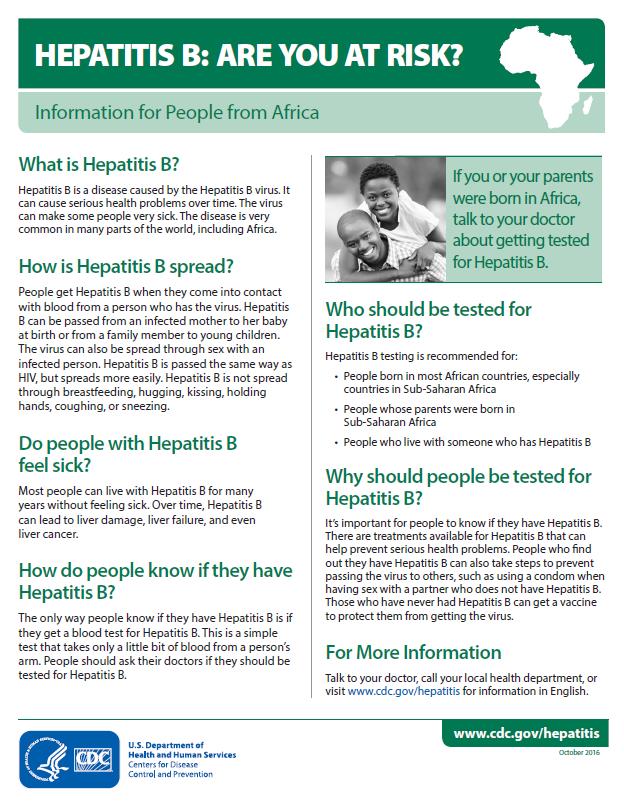 Working with #African immigrants &amp; looking for #hepatitisB information? Visit go.usa.gov/xnwGb for fact sheets in English, Amharic, Arabic, Somali, Swahili &amp; French #NOHep #HepAware