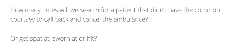 youngparamedic's tweet photo. How many times will we search for a patient that didn’t have the common courtsey to call back and cancel the ambulance? #blog #read #EMS #999Family https://t.co/2Gmr7sqUFF