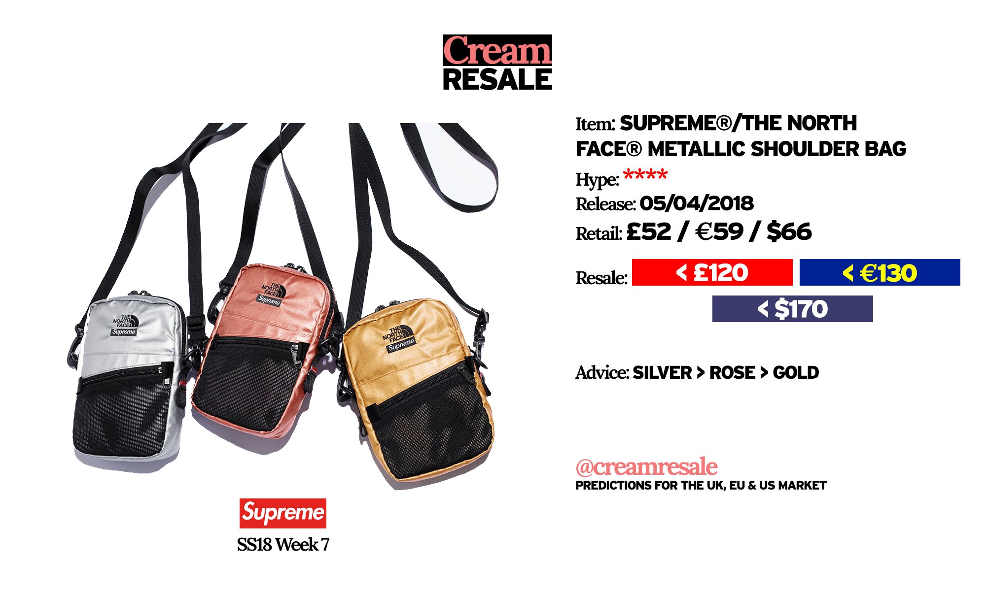 supreme north face metallic shoulder bag