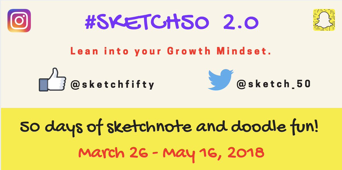 It’s all happening… in 2 days!! Get your supplies together for some #sketch50 2.0 fun starting Monday, March 26!! Get connected today! @CateTolnai @MistyKluesner @mospillman @HeckAwesome @wterral #sketchnotearmy #sketchnotes #sketchcue #satchatwc
