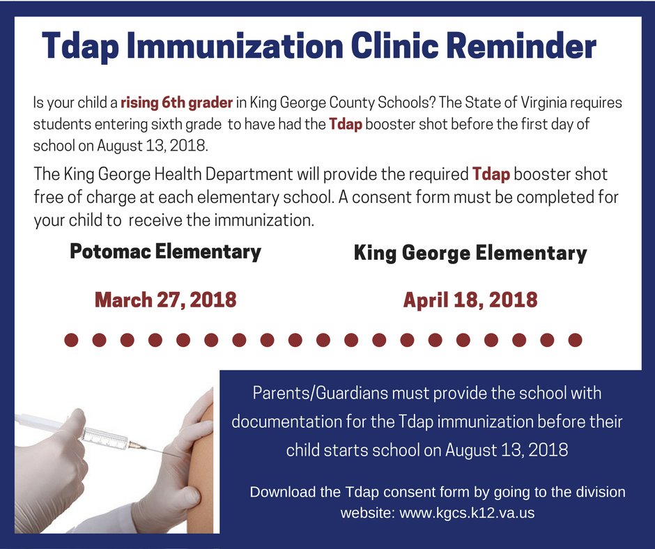 Tdap Immunization Reminder: The King George Health Department will provide the required Tdap immunization at Potomac Elementary, Tuesday, March 27.
Consent Form: drive.google.com/file/d/1LeJ9bR…
<a href="/peshawks/">PES Hawks</a>