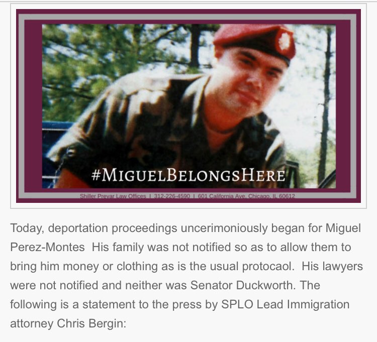 CorbieCrow's tweet photo. 🗽
🇺🇸
TODAY
Deportation proceedings began for Miguel Perez-Montes, A TWO-TOUR U.S. #veteran❗️
His family was not notified❗️
His lawyers were not notified❗️
@SenDuckworth was not notified❗️
🔥🔥🔥🔥🔥🔥🔥🔥🔥
WTF IS GOING ON HERE❓‼️
🇺🇸 #MiguelBelongsHere 🇺🇸 https://t.co/K3G5pOGmJv
