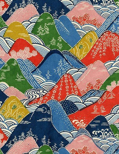 Japanese Chiyogami paper design, 'Mountains'