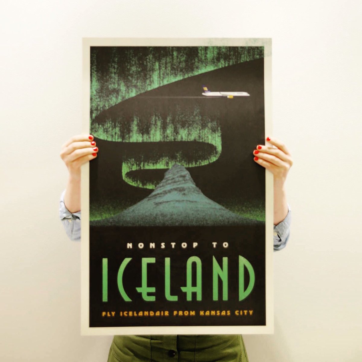 ModernistsKC's tweet photo. SPECIAL GIVEAWAY! Join us at our explorer's themed March 29 happy hour from 5:30-7:30 p.m. at Nomads and you can enter to win this beautiful poster designed in celebration of KC's first direct international flight - Iceland bound. Poster courtesy of @KCIAirport. https://t.co/umVMW4eDtk