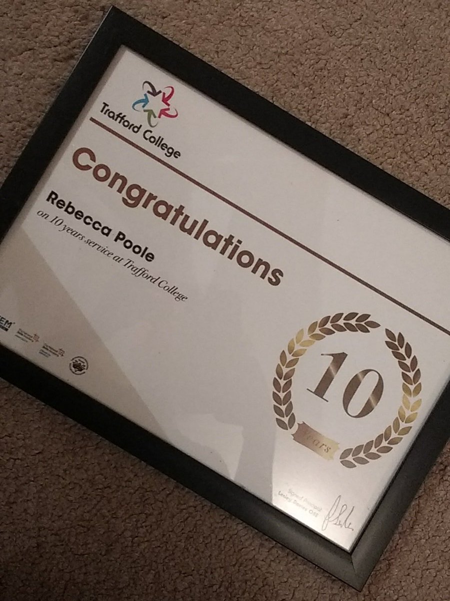 poolebeccy's tweet photo. 10years service @TraffordCollege it's been a rollercoaster but wouldn't change it. #dedication #lovemyjob https://t.co/eqoxiuT9yu