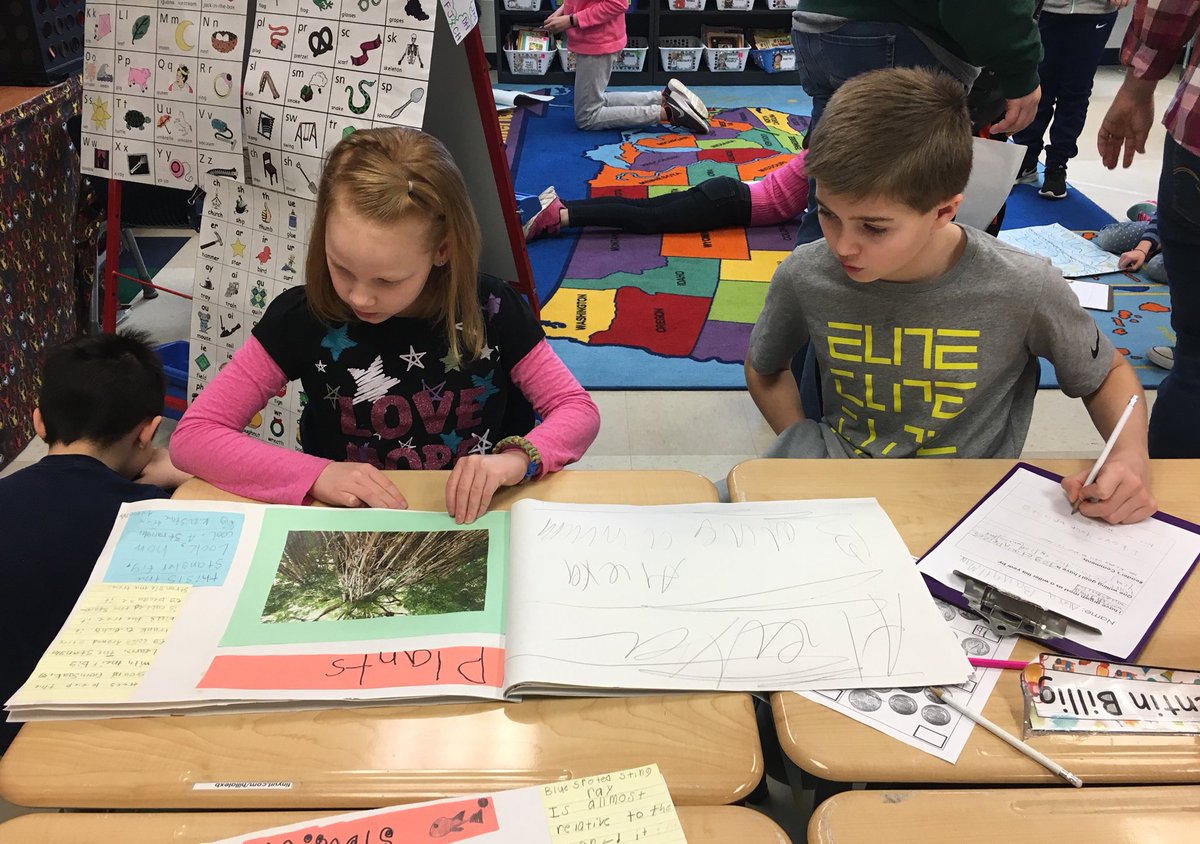 AmyMCoxLC's tweet photo. Mrs. Peters’ 2nd grade class is sharing their habitat books with Miss Kutscherenko’s 5th grade class. Love seeing how excited the students were to work together. The second graders wrote amazing books! @denisemrowe @njm622 @Newark_Schools @HillviewElemen https://t.co/hjDqdl9v7T