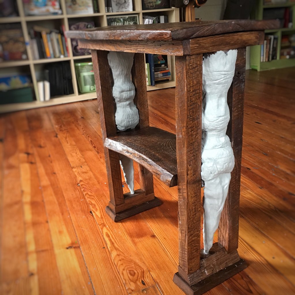 theBrianColin's tweet photo. WIP of an end table I am adding monster fingers to. A collaboration with the talented Johnny Jackson for the upcoming Remix show at the Center for the Arts in Carrollton, GA.
#functionalart #sculpture #monstertable https://t.co/tFgKKZevga