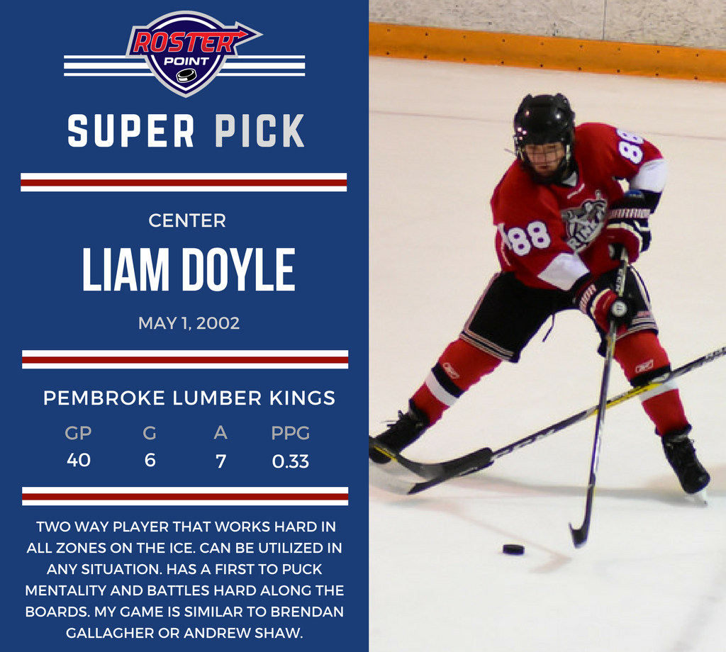 rosterpoint's tweet photo. Check out RPH Super Pick @Liamdoyle37. You can contact Liam here: https://t.co/3BsY107mwJ

#hockey #HockeyIsForEveryone #juniorhockey #NHL #CHL #scout #prospect #hometownhockey #goals #collegehockey #USHL #draft #drafted #canada #prohockey #hockeyplayer #roster #team https://t.co/422YbHM30q