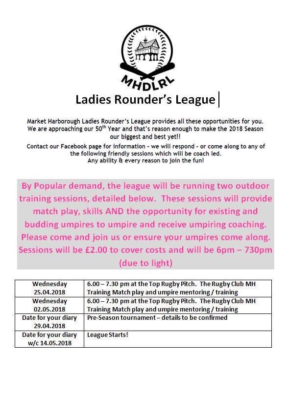 Outdoor training  and umpiring sessions coming up soon! #GetInvolved #thisgirlcan #loverounders @sportinharb #Harborough play rounders !!