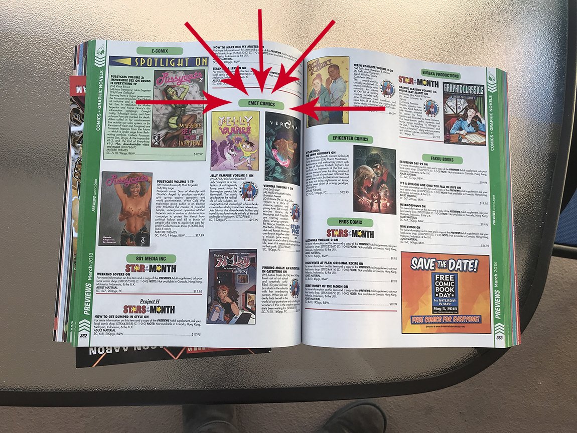 EmetComics's tweet photo. It's #WomenInComics month, and you won't want to miss @PREVIEWSworld! Some of our titles are now featured, and #Verona by @EmilyxDell and @BryndonEverett was selected as a staff pick! https://t.co/ULmw9BuVUl