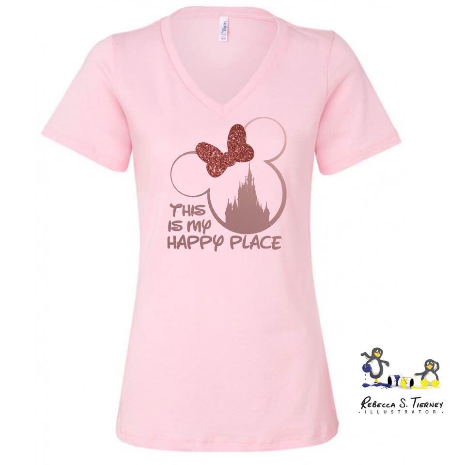 RTierneyStudio's tweet photo. Gotta love Disney! This is My Happy Place #Rosegold  #pink #tshirt in my #etsyshop ! #disney #castle #mickeyears https://t.co/TWiL0dd3OT https://t.co/kM6HjOJ6Av
