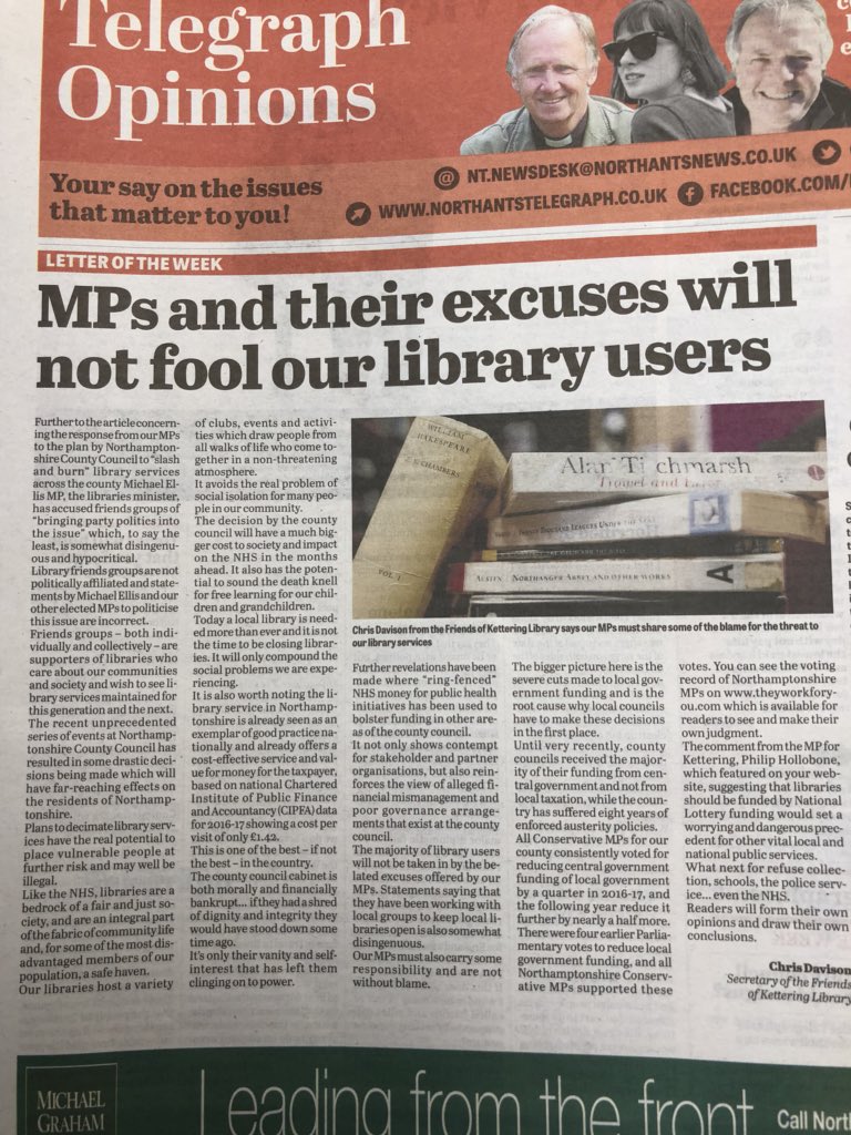 chris_davison1's tweet photo. ... thank you @NTelegraph for publishing my letter and making it letter of the week 👏 Much more than books Libraries are an important community hub which we need to protect for this generation and the next ...📚 🙌 😃@ChronandEcho @crobertsjourno @SarahByrdITV https://t.co/WmzSkwC6Q5