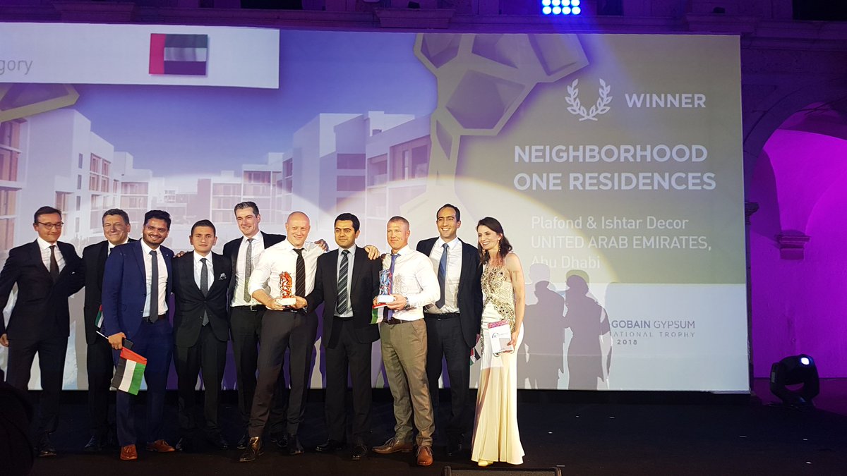 Congratulations to the winner of the INNOVATION &amp; SUSTAINABILITY category in 11th #gypsumtrophy! NEIGHBORHOOD ONE RESIDENCES, Plafond &amp; Ishtar Décor, United Arab Emirates