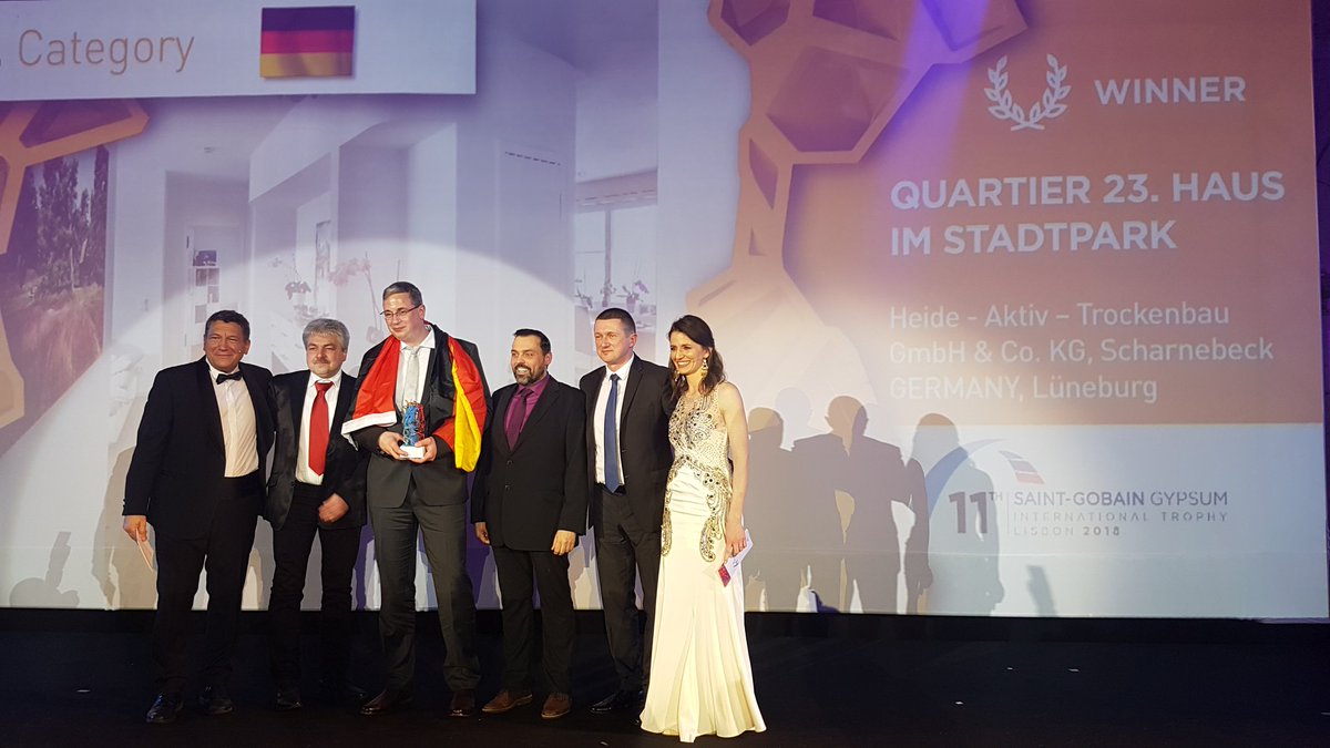 Germany wins in this year's RESIDENTIAL category! Congratulations to the winner of #gypsumtrophy ! QUARTIER 23. HAUS IM STADTPARK, Heide - Aktiv – Trockenbau GmbH &amp; Co. KG, Germany