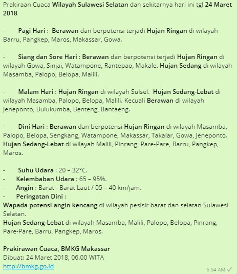 BALAI4's tweet photo. Prakiraan Cuaca Wilayah Sulawesi Selatan dan sekitarnya hari ini tgl 24 Maret 2018 https://t.co/VXf6GNlf6q
