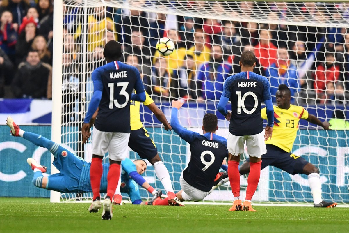 UEFAEURO's tweet photo. A night of friendlies that included an added-time double for Ronaldo, Müller stunner and Lingard winner. 

Results:
Russia 0-3 Brazil 
Greece 0-1 Switzerland
Serbia 1-2 Morocco
Germany 1-1 Spain 
Netherlands 0-1 England
Poland 0-1 Nigeria 
Portugal 2-1 Egypt
France 2-3 Colombia https://t.co/t69TJwTUOM