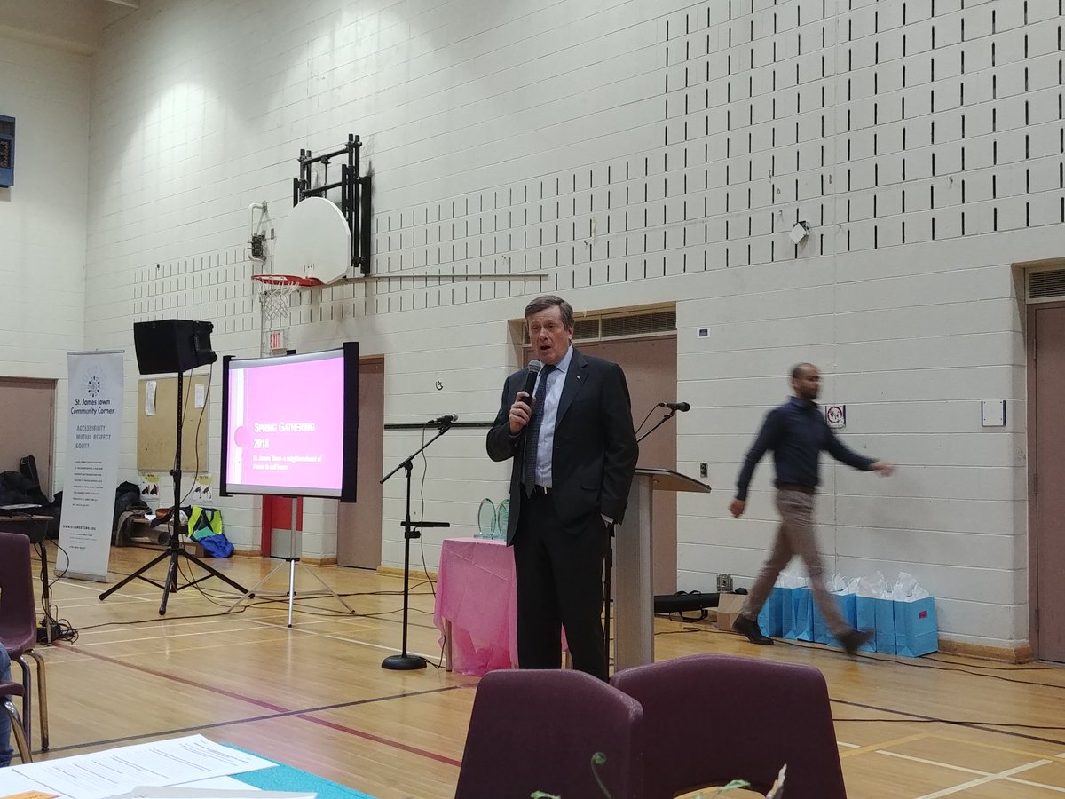 CabbagetownBIA's tweet photo. Tonight's #SpringGathering2018 is packed. @JohnTory is currently addressing the crowd 😊 https://t.co/IRKPCjfYCg