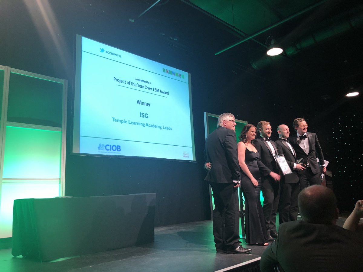CCIHWYAwards's tweet photo. The final award of the evening is the Project of the Year over £5M Award sponsored by MRK Electric goes to the Temple Learning Academy, Leeds @ISGplc congratulations! https://t.co/mxdmh4WiUA
