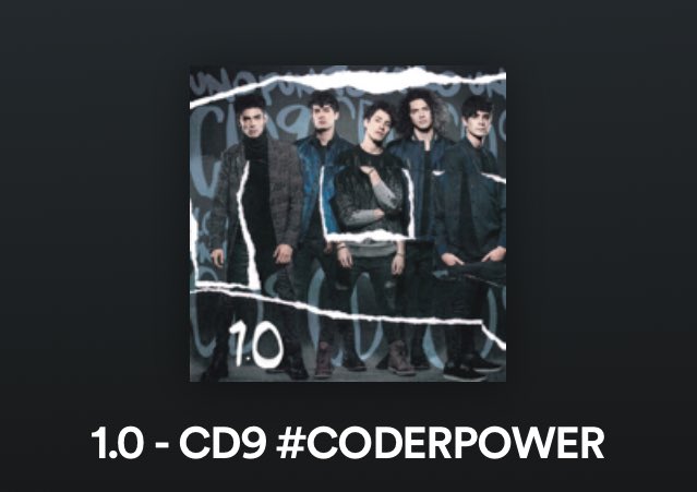 CodersLGDLOffic's tweet image. ¡CODERS, NOSOTRAS HEMOS CREADO UNA PLAYLIST EN DONDE PUEDEN DEJAR REPRODUCIENDO MUCHÍSIMAS VECES LAS 5 CANCIONES NUEVAS DE #UNOPUNTOCERO, A LLEGADO EL MOMENTO DE ACTIVAR EL CODER POWER TOD@S JUNT@S POR Y PARA @CD9, HAGAMOS QUE 1.0 LA ROMPA! 👊💥 open.spotify.com/user/coderslov…