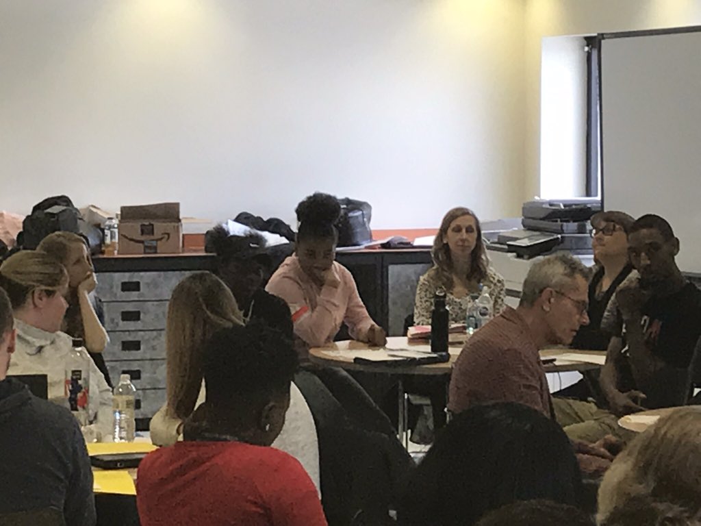 AlwaysRepUPREP's tweet photo. UPrep teachers #FinishingSTRONG💪🏾 before a well-deserved spring break with @PittCUE Heinz Fellows, @IFL_Pitt and of course Student Voice! Today we worked together on culturally relevant pedagogy through Emdin’s 7Cs #ExpectGreatThings #16to1 https://t.co/yiXVbx2akc