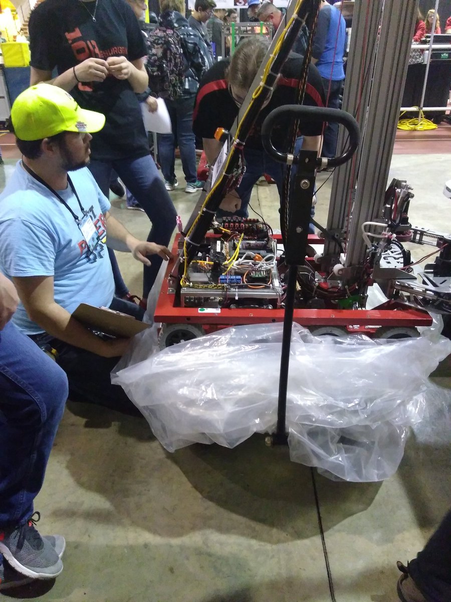 Going through inspection <a href="/FIRSTChesapeake/">FIRST Chesapeake</a>  competition at Arthur Ashe Jr. Center!! #OMGrobots  #POWERUP #frc