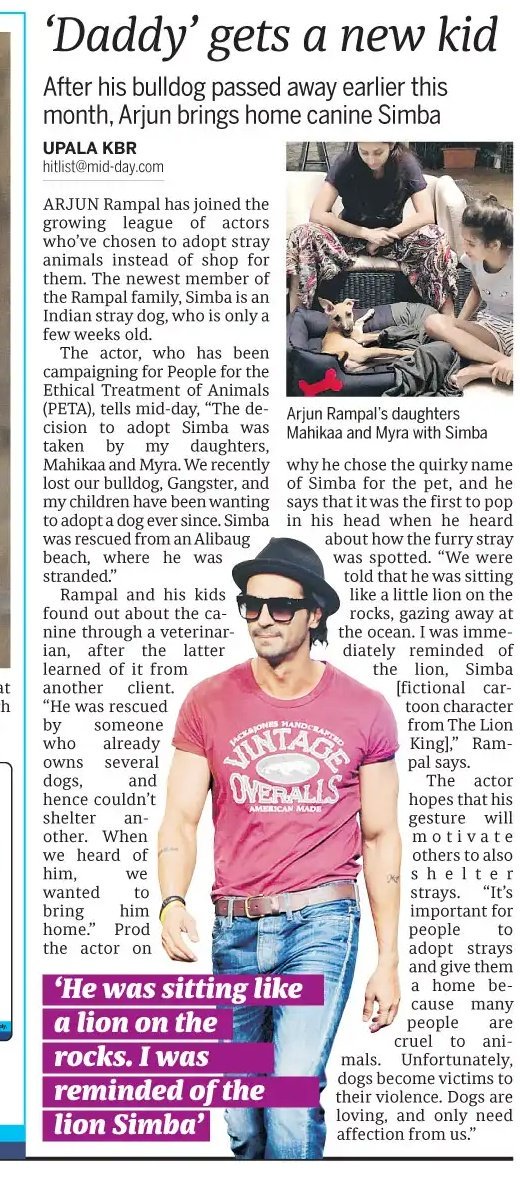upalakbr999's tweet photo. Stray dog Simba becomes part of the #Rampals #Paltan as @rampalarjun and his two daughters Mahikaa & Myra adopt him & give him a loving home #SimbaTheLionKing #PaltanBrigade โคโคโค #Braveheart #AdoptStrays #CanineTales ๐ถ https://t.co/J36uaWSNIV