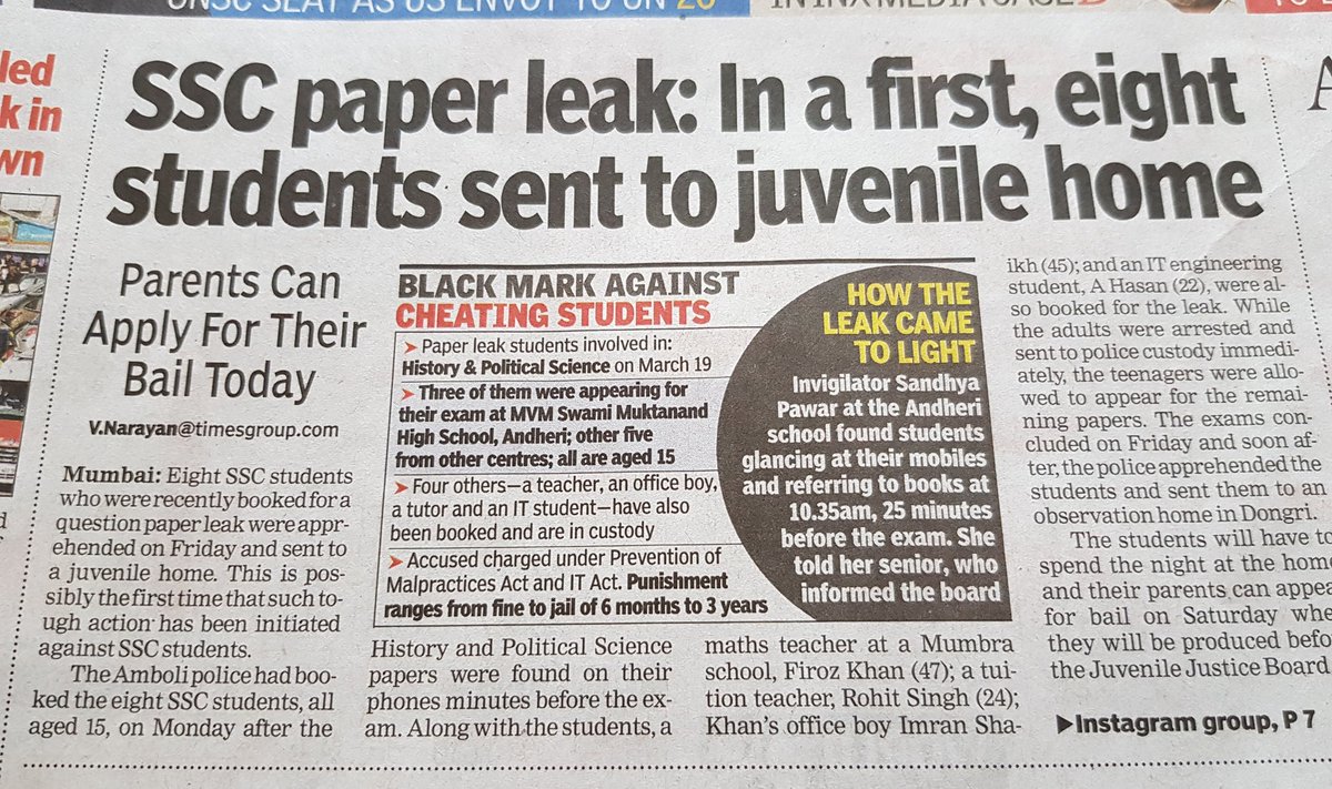 mamtabhatt's tweet photo. Pragmatic actions by the authorities.. This will definitely create some fear in minds of gullible students. #boardexams #paperleak #studentawareness https://t.co/tPFerO7o2U